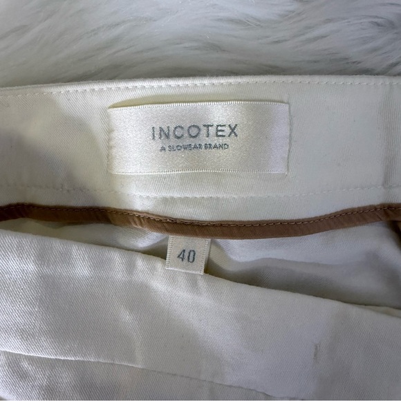 Incotex Ivory Slim Straight Pants Elegant Cream Trousers Size 40 Size 4 - Picture 8 of 9